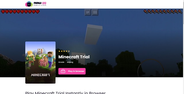 NowGG Minecraft ట్రైల్